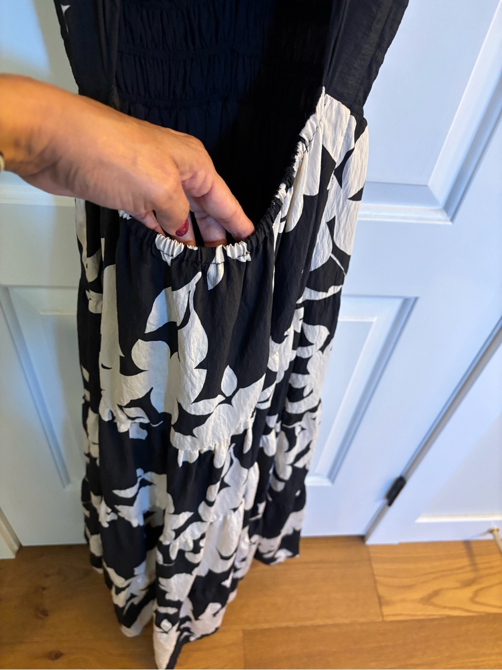 Anthropologie Black and White Floral Tiered Maxi Dress - Picture 8 of 12